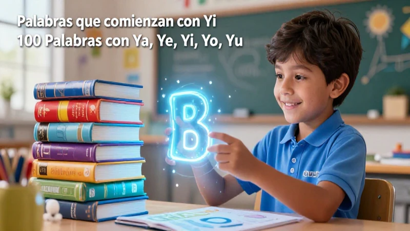 100 Palabras con Ya, Ye, Yi, Yo, Yu: Ejemplos Claros 6 Ilustración educativa brillante de un estudiante mexicano