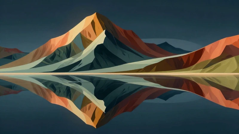 Paisaje abstracto simétrico con montañas estilizadas