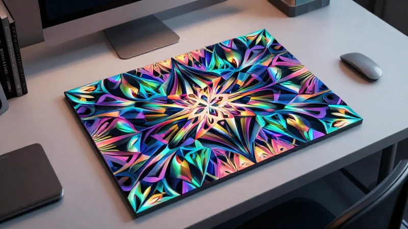 Patrón fractal iridiscente 3D ultra detallado