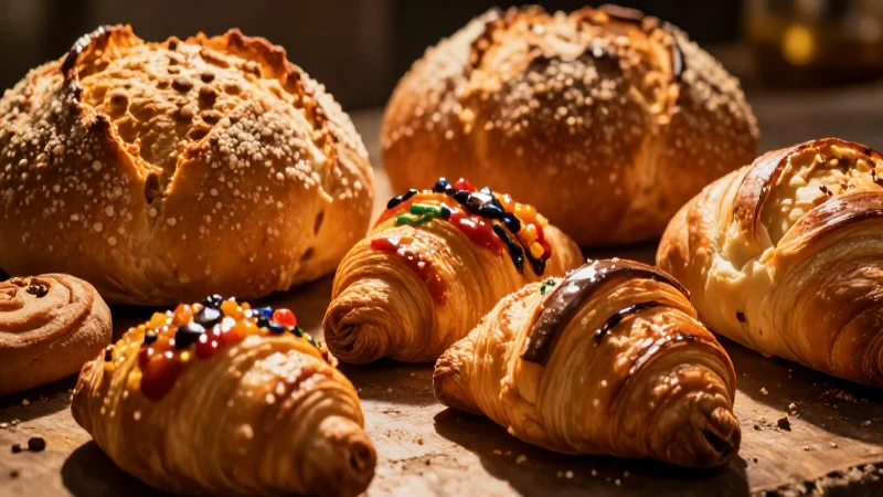 Panadería: Definición, Concepto y Tipos de Panaderías 6 Pan artesanal en madera, iluminación dramática y detalle hiperrealista