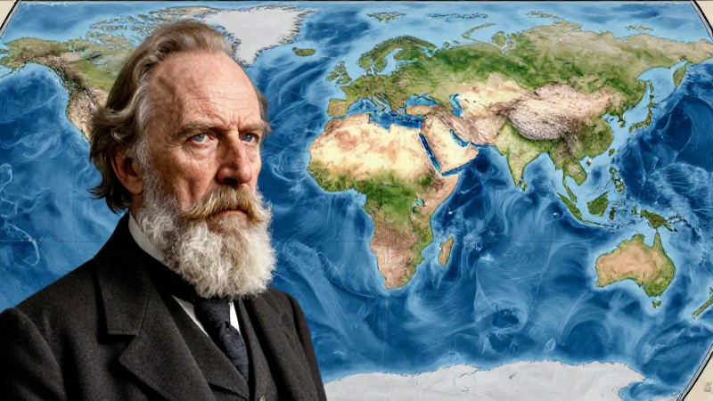 Pangea: concepto, formación, separación y deriva continental 7 Retrato de Wegener con Pangea dividiéndose dinámicamente