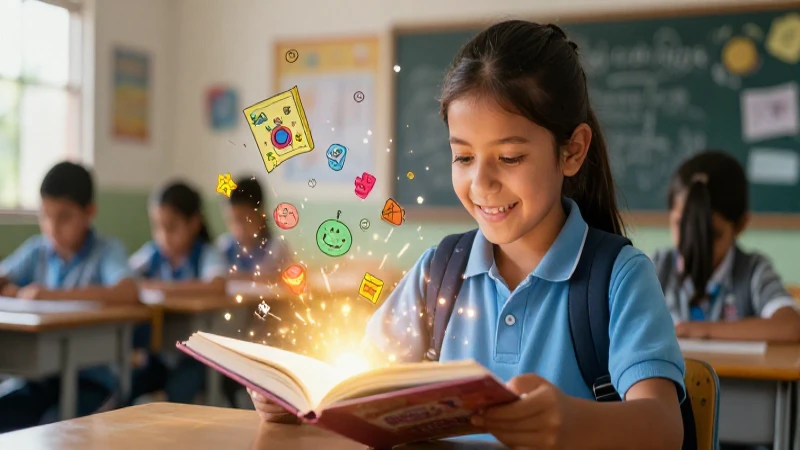 Estudiante mexicano con libro brillante y arte colorido