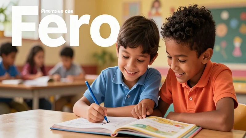 Niños mexicanos escriben juntos con una iluminación cálida
