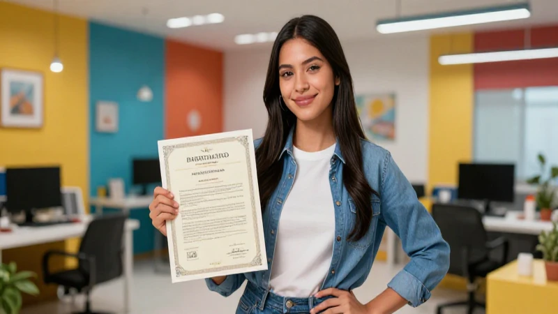 Estudiante mexicano orgulloso con certificado oficial
