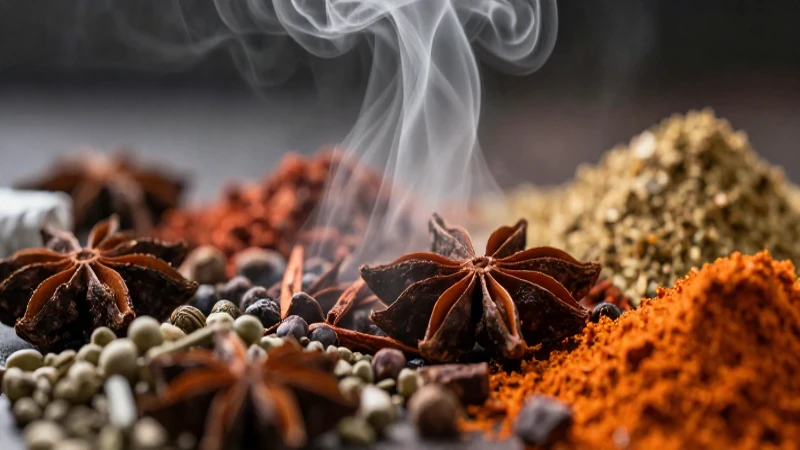 Macro de especias vibrantes y aromáticas