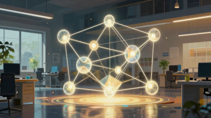 Ilustración geométrica de oficina educativa moderna
