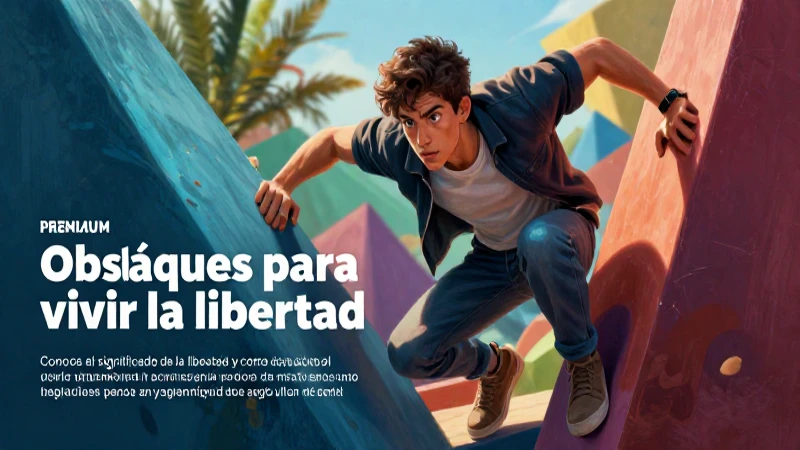 Joven determinado lucha contra obstáculos geométricos