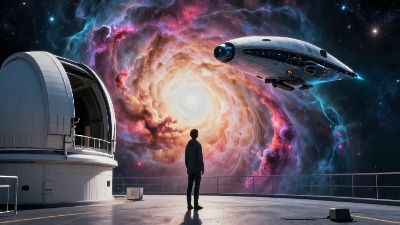 Paradojas: Concepto, definición y ejemplos impactantes 8 Humano observa naves y nebulosas en el cosmos