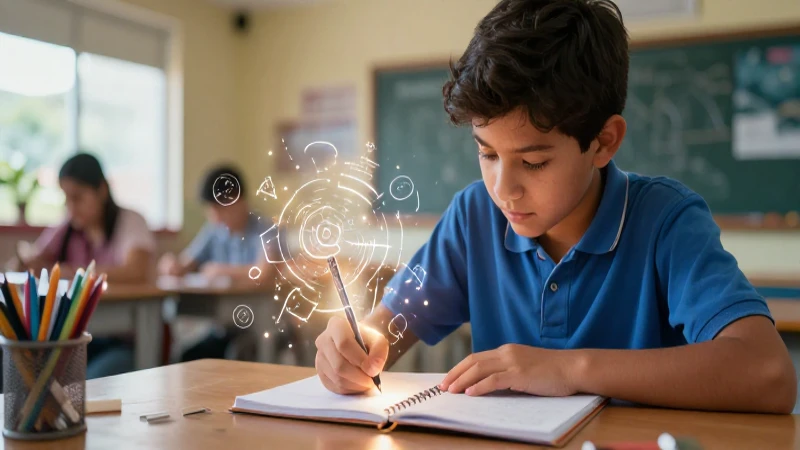 Estudiante brillante estudia en vibrante México