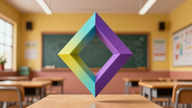 Paralelogramo: Qué es, definición, propiedades y tipos 4 Paralelogramos geométricos flotando en un aula moderna