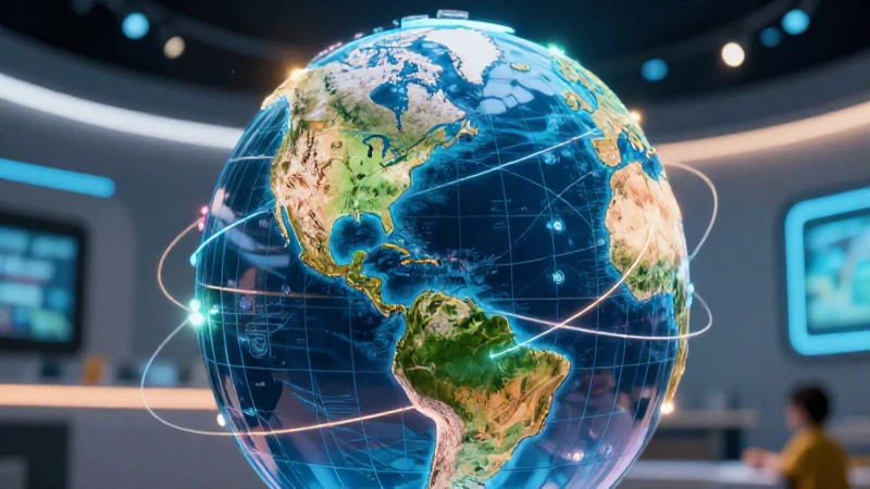 Globo estilizado vibrante con red educativa moderna