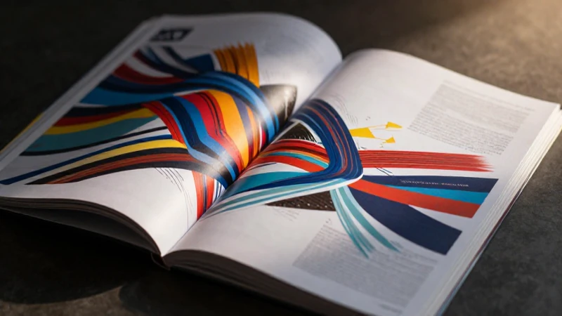 Libro conceptual vibrante con líneas abstractas y luz cinematográfica