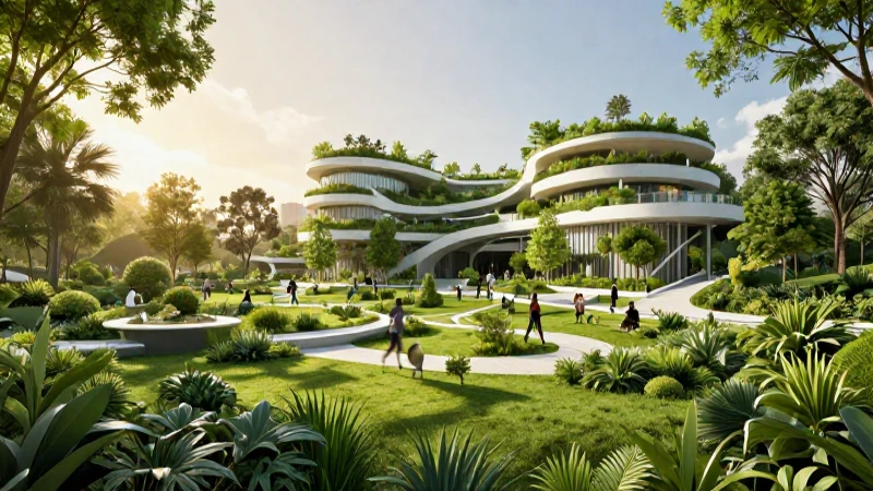 Parques ecológicos: definición, ejemplos y concepto clave 6 Parque urbano ecológico hiperrealista con arquitectura sostenible