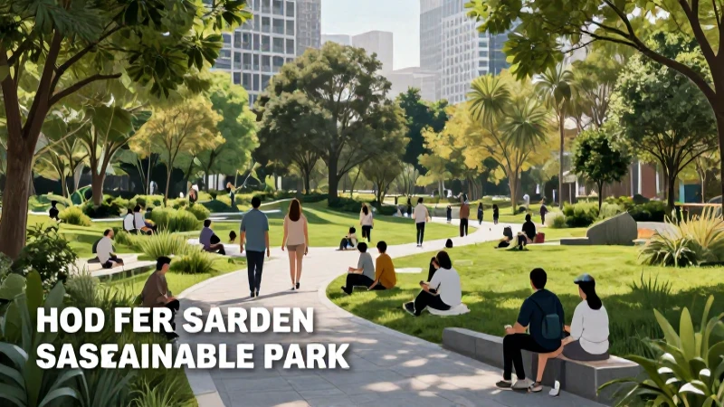 Parque: Definición, Tipos y Usos de los Parques Modernos 3 Parque urbano moderno vibrante, estéticamente dinámico