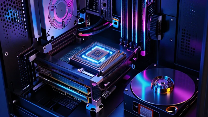 Componentes de hardware de computadora futuristas y detallados