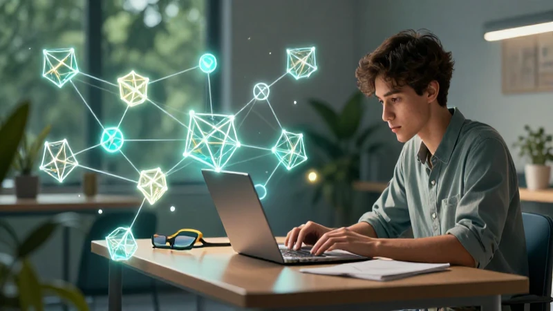 Estructura académica visualizada con nodos 3D