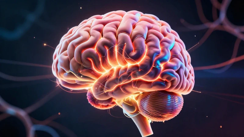 Cerebro humano estilizado con energía vibrante y red neuronal