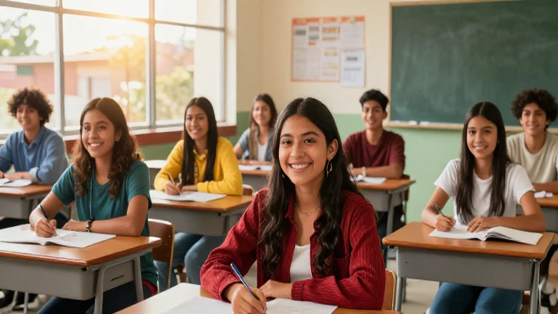 Jóvenes mexicanos en un aula moderna e inspiradora