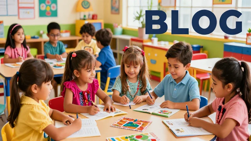 Niños mexicanos aprendiendo en ambiente educativo vibrante