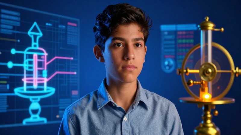 Estudiante mexicano brillante enfocado en tecnología
