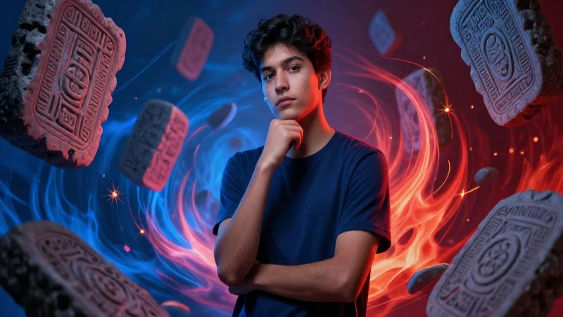 Qué es la pasión en emoción, afición, filosofía y religión 3 Joven estudiante mexicano con energía vibrante y tabletas antiguas