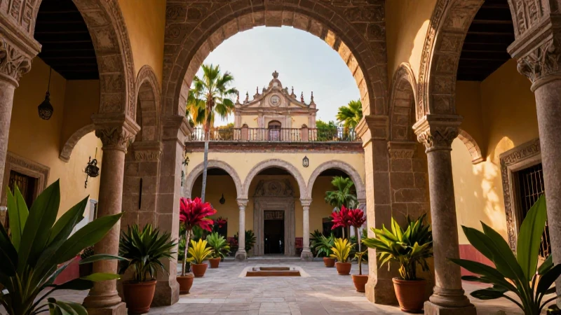Patio: Definición, Características y Concepto de Patios 3 Patios históricos mexicanos con detalles vibrantes