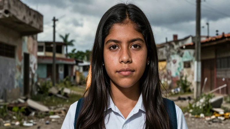 Estudiante mexicano resiliente en entorno urbano dramático