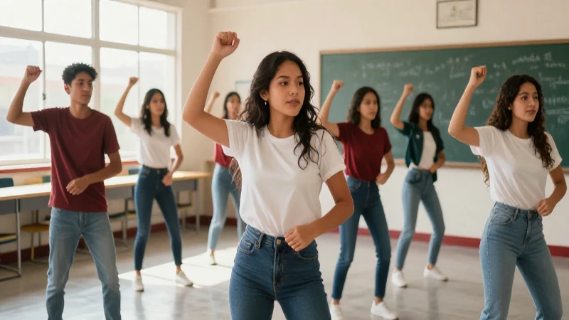 Estudiantes mexicanos disfrutan de una pausa activa