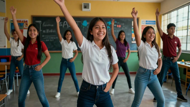 Estudiantes mexicanos activos, felices y aprendiendo