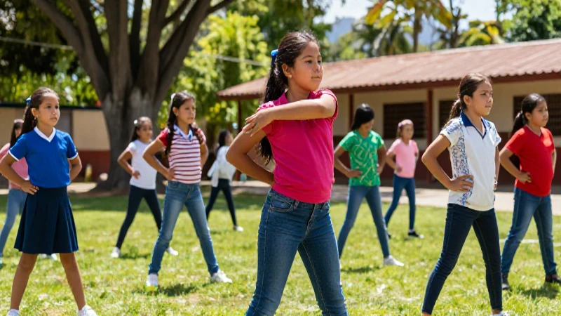 Niños mexicanos vibrantes en entorno escolar al aire libre