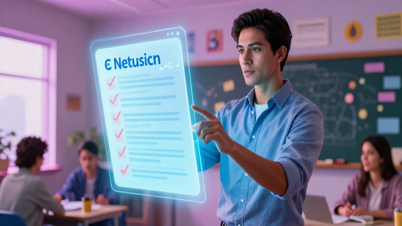 Educador dinámico en aula moderna tecnológica