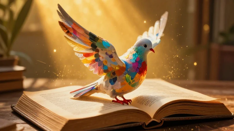 Paloma de paz sobre libro iluminado