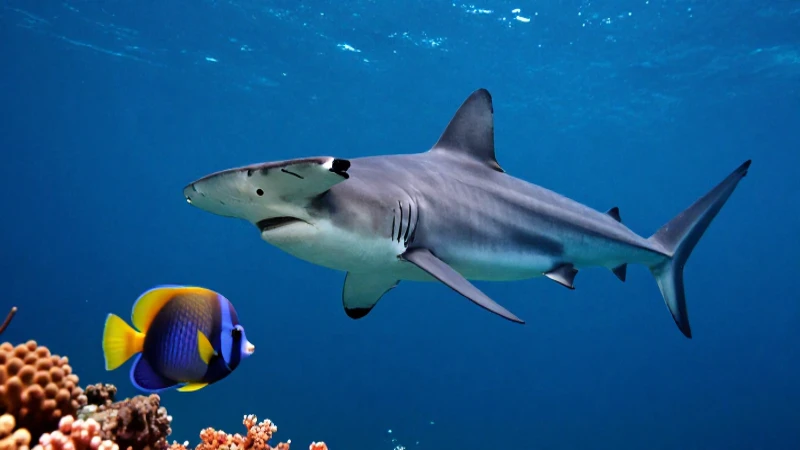 Peces: 10 Características Impresionantes Que Debes Conocer 5 Tiburón y pez en fondo oceánico azul