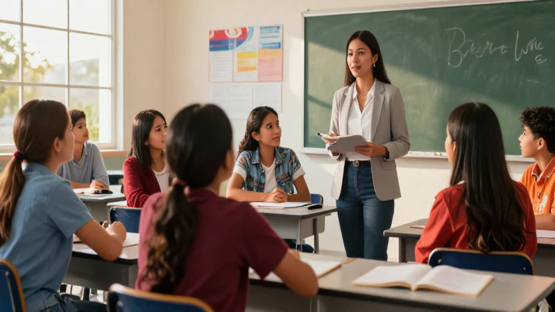 Estudiantes mexicanos colaboran en una clase vibrante y moderna