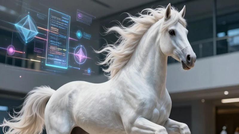 Pegasos: Definición y Concepto de esta Mítica Criatura 8 Caballos alados interactúan con datos futuristas y tecnología