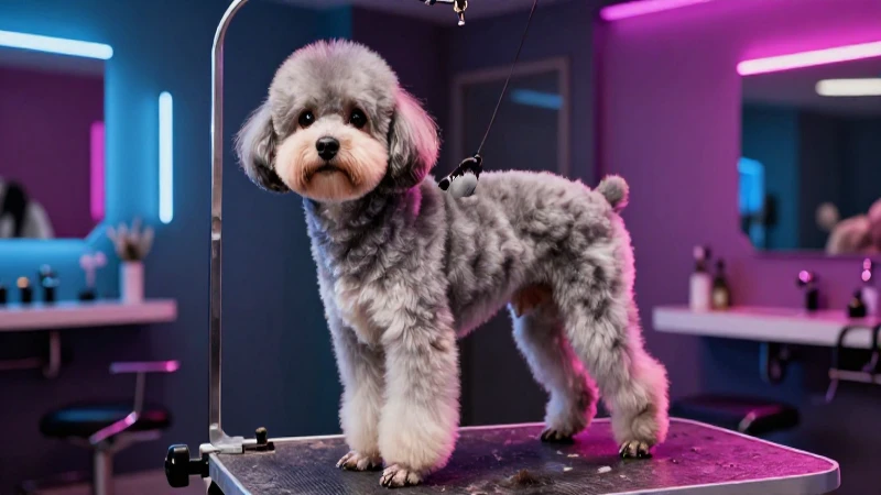 Perro elegante en salón de lujo con iluminación dramática
