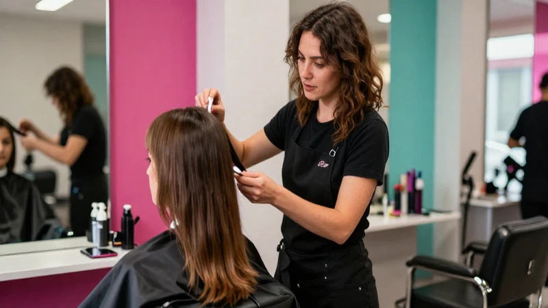 Pelujero y cliente en un salón moderno