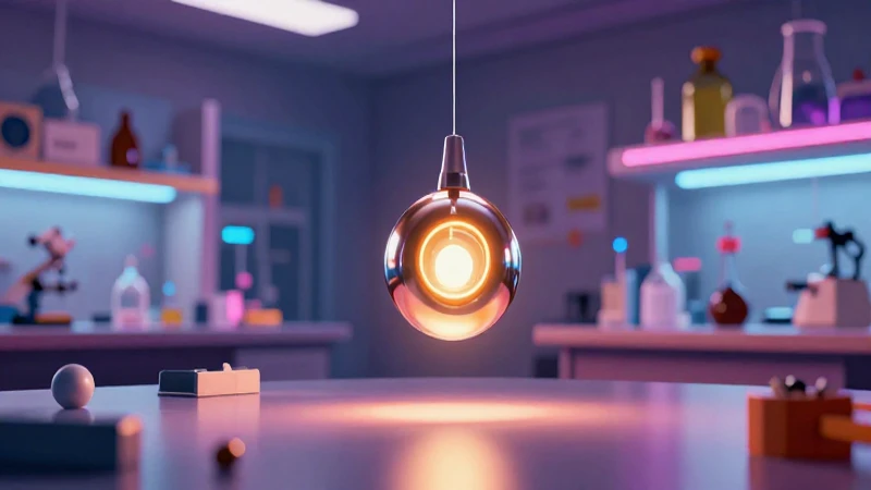 Pendulo metálico brillante en laboratorio vibrante