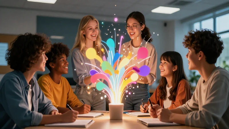 Estudiantes creativos colaborando en un entorno moderno