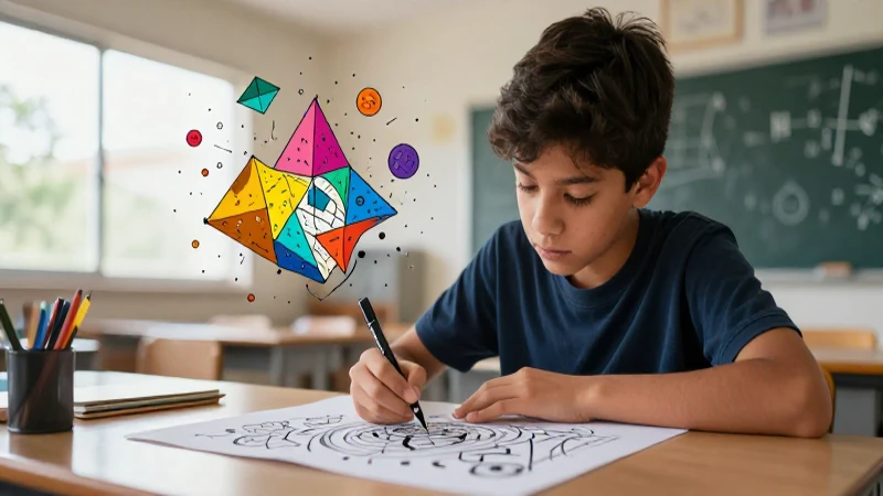 Pensamiento Matemático: Creativos Dibujos que Inspiran 6 Estudiante mexicano dibuja geometría creativa en clase