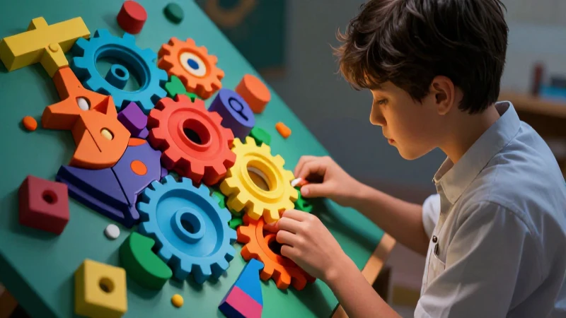 Estudiante resolviendo rompecabezas de lógica moderno