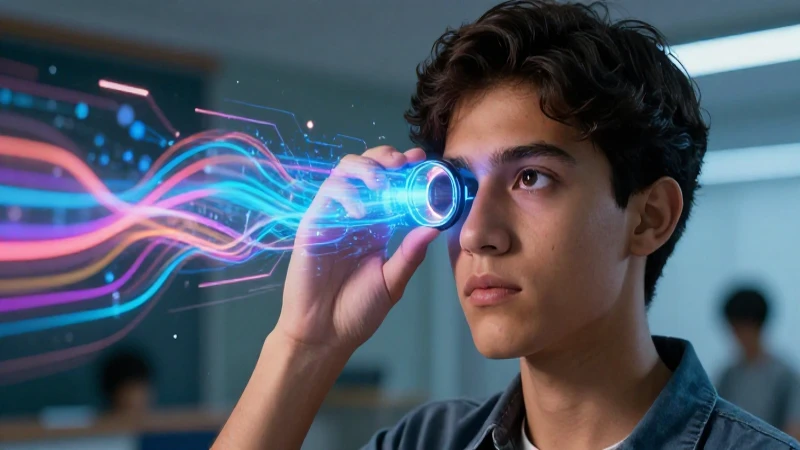 Percepción: Concepto, etapas y componentes esenciales 6 Estudiante mexicano contemplando datos digitales modernos
