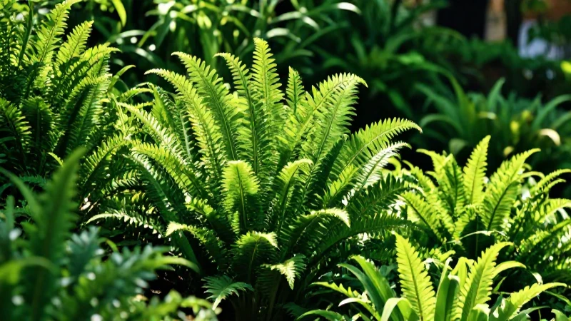 Perenne: significado y concepto de las plantas perennes 4 Ilustración realista de plantas exuberantes y vibrantes