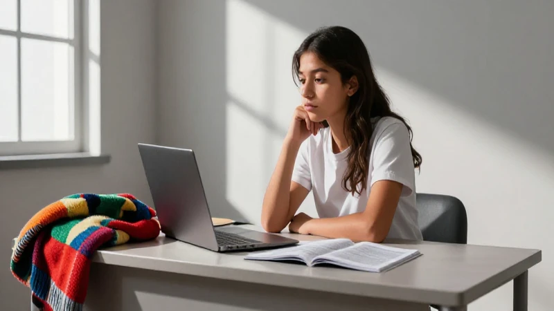 Ilustración detallada de estudiante bajo luz dramática