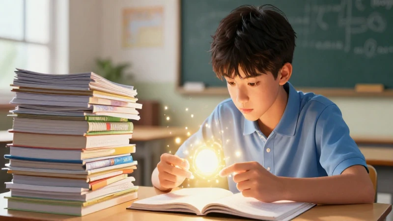 Estudiante frente a tareas y energía enfocada