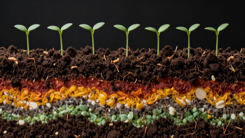 Perfil de suelo vibrante con plantón detallado y luz dramática