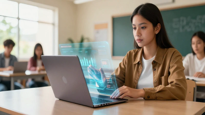 Estudiante futurista con holograma en México