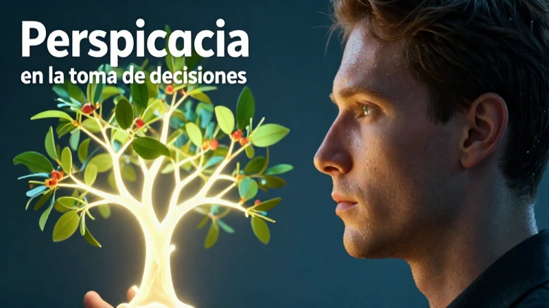 Perspicacia: significado, definición y concepto clave 6 Perfil humano y árbol de decisiones con estética de revista