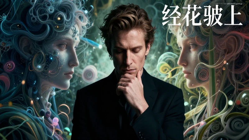 Intelectua abstracto en profunda contemplación