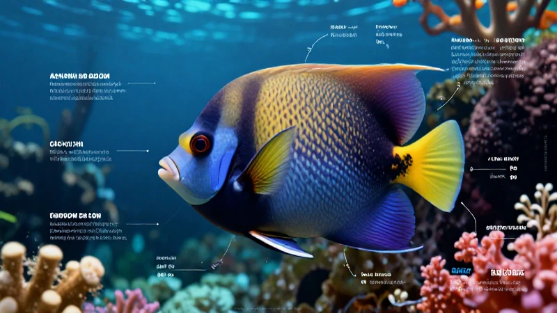 Pescado tropical vibrante con estilo educativo profesional